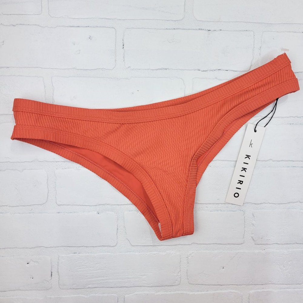 NWT Kikirio | ASOS Ayla Rib Cheeky Hipster Bikini Bottom Mars Orange Medium - Picture 3 of 6